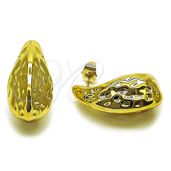Arete Dormilona 02.467.0028 Acero Inoxidable, Diseño de Gota, Pulido, Tono Dorado