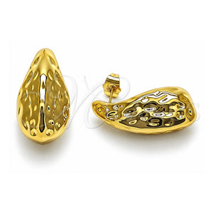 Arete Dormilona 02.467.0028 Acero Inoxidable, Diseño de Gota, Pulido, Tono Dorado