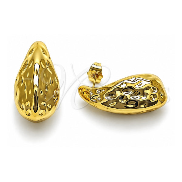Arete Dormilona 02.467.0028 Acero Inoxidable, Diseño de Gota, Pulido, Tono Dorado