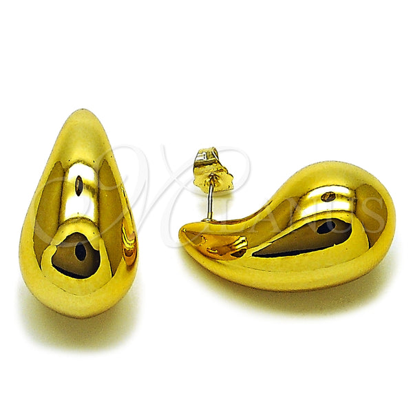 Arete Dormilona 02.455.0030.1 Acero Inoxidable, Diseño de Gota, Pulido, Tono Dorado