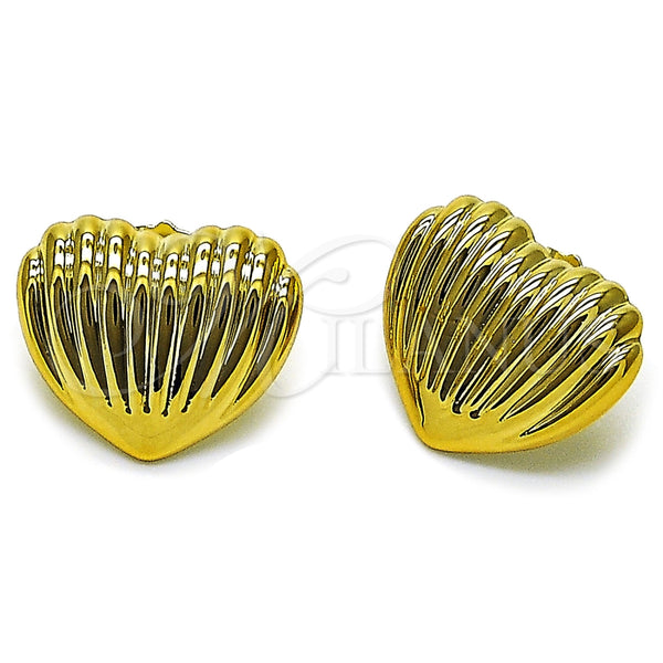 Arete Dormilona 02.467.0032 Acero Inoxidable, Diseño de Corazón, Pulido, Tono Dorado