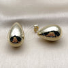 Arete Dormilona 02.467.0033 Acero Inoxidable, Diseño de Gota, Pulido, Tono Dorado