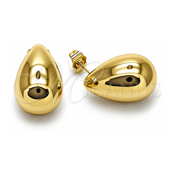 Arete Dormilona 02.467.0033 Acero Inoxidable, Diseño de Gota, Pulido, Tono Dorado