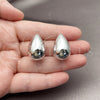 Arete Dormilona 02.467.0033.1 Rodio Laminado, Diseño de Gota, Pulido, Rodinado