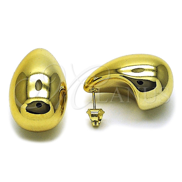 Arete Dormilona 02.467.0034 Acero Inoxidable, Diseño de Gota, Pulido, Tono Dorado
