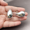 Arete Dormilona 02.467.0034.1 Rodio Laminado, Diseño de Gota, Pulido, Rodinado