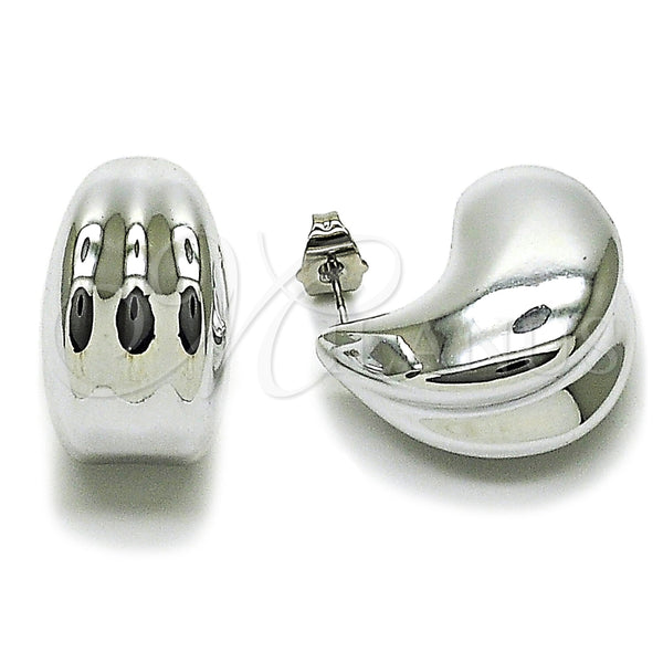 Arete Dormilona 02.467.0046.1 Rodio Laminado, Diseño de Gota, Pulido, Rodinado
