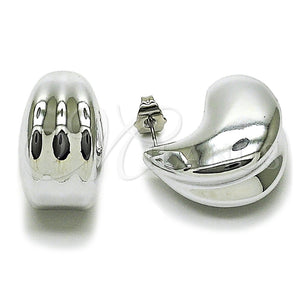 Arete Dormilona 02.467.0046.1 Rodio Laminado, Diseño de Gota, Pulido, Rodinado