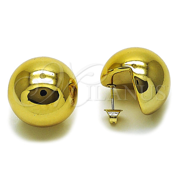 Arete Dormilona 02.467.0049 Acero Inoxidable, Diseño de Bola, Pulido, Tono Dorado