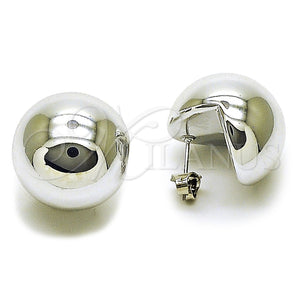 Arete Dormilona 02.467.0049.1 Rodio Laminado, Diseño de Bola, Pulido, Rodinado