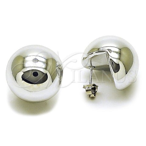 Arete Dormilona 02.467.0049.1 Rodio Laminado, Diseño de Bola, Pulido, Rodinado