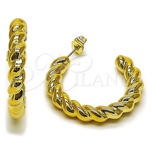 Argolla Mediana 02.467.0052.35 Acero Inoxidable, Diseño de Torcido, Pulido, Tono Dorado