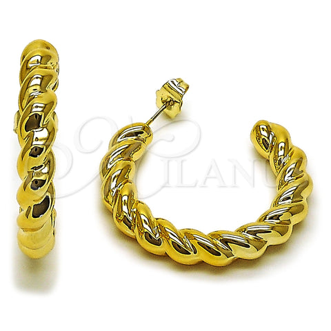 Argolla Mediana 02.467.0052.35 Acero Inoxidable, Diseño de Torcido, Pulido, Tono Dorado