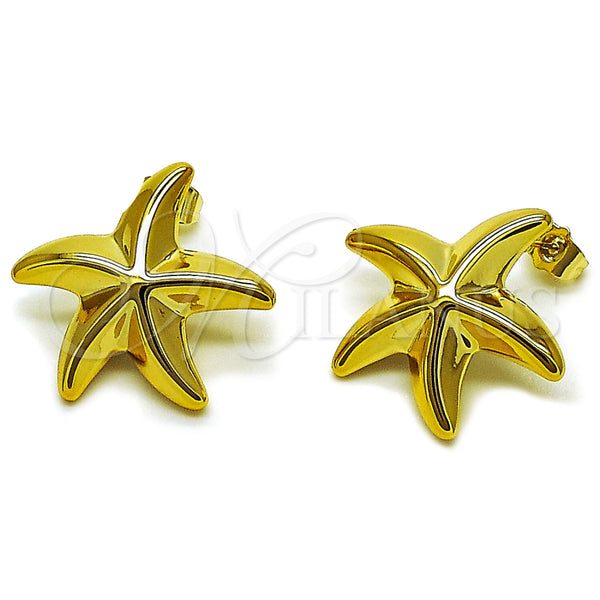 Arete Dormilona 02.467.0058 Acero Inoxidable, Diseño de Estrella, Pulido, Tono Dorado