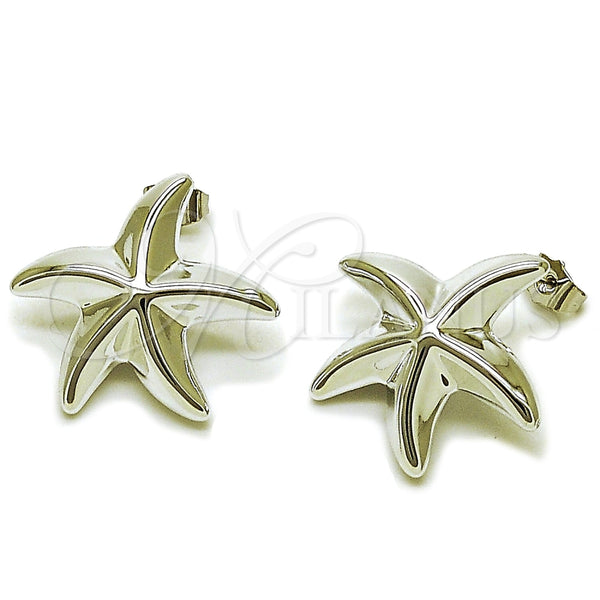 Arete Dormilona 02.467.0058.1 Rodio Laminado, Diseño de Estrella, Pulido, Rodinado