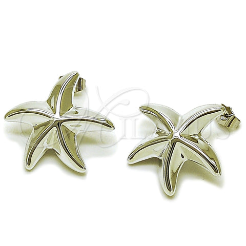Arete Dormilona 02.467.0058.1 Rodio Laminado, Diseño de Estrella, Pulido, Rodinado