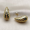 Arete Dormilona 02.467.0068 Acero Inoxidable, Diseño de Gota, Pulido, Tono Dorado