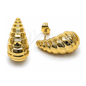 Arete Dormilona 02.467.0068 Acero Inoxidable, Diseño de Gota, Pulido, Tono Dorado