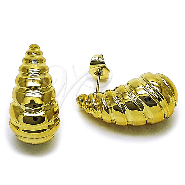 Arete Dormilona 02.467.0068 Acero Inoxidable, Diseño de Gota, Pulido, Tono Dorado