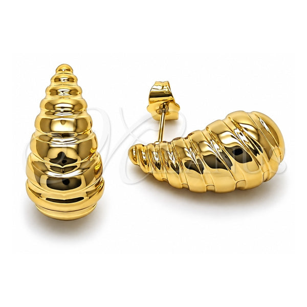 Arete Dormilona 02.467.0068 Acero Inoxidable, Diseño de Gota, Pulido, Tono Dorado