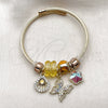Aro Individual 07.464.0038.1 Acero Inoxidable, Diseño de Mariposa y Concha, con Cristal Light Smoked Topaz y Aurore Boreale, Pulido, Tono Dorado (Grosor 03 MM, Talla Unica)
