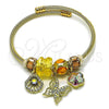 Aro Individual 07.464.0038.1 Acero Inoxidable, Diseño de Mariposa y Concha, con Cristal Light Smoked Topaz y Aurore Boreale, Pulido, Tono Dorado (Grosor 03 MM, Talla Unica)