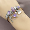 Aro Individual 07.464.0049 Acero Inoxidable, Diseño de Flor y Elefante, con Cristal Violeta y Crystal, Esmaltado Violeta, Rodinado (Grosor 03 MM, Talla Unica)