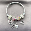 Aro Individual 07.454.0014 Acero Inoxidable, Diseño de Corazón y Candado, con Cristal Light Rose y Crystal, Pulido, Rodinado (Grosor 03 MM, Talla Unica)