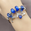 Aro Individual 07.454.0018.1 Acero Inoxidable, Diseño de Delfín y Cisne, con Cristal Capri Blue y Crystal, Pulido, Rodinado (Grosor 03 MM, Talla Unica)