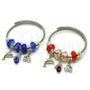 Aro Individual 07.454.0018.1 Acero Inoxidable, Diseño de Delfín y Cisne, con Cristal Capri Blue y Crystal, Pulido, Rodinado (Grosor 03 MM, Talla Unica)