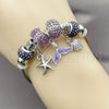 Aro Individual 07.454.0005.2 Acero Inoxidable, Diseño de Concha y Pescado, con Cristal Tanzanita, Esmaltado Violeta, Tono Plateado (Grosor 03 MM, Talla Unica)