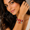 Aro Individual 07.454.0005.3 Acero Inoxidable, Diseño de Estrella y Concha, con Cristal Light Siam, Esmaltado Rojo, Tono Plateado (Grosor 03 MM, Talla Unica)