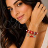 Aro Individual 07.454.0005.3 Acero Inoxidable, Diseño de Estrella y Concha, con Cristal Light Siam, Esmaltado Rojo, Tono Plateado (Grosor 03 MM, Talla Unica)