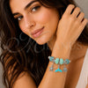 Aro Individual 07.454.0005.4 Acero Inoxidable, Diseño de Estrella y Concha, con Cristal Light Turquoise, Esmaltado Turquesa, Tono Plateado (Grosor 03 MM, Talla Unica)
