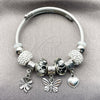 Aro Individual 07.454.0021 Acero Inoxidable, Diseño de Mariposa y Corazón, con Cristal Crystal, Pulido, Rodinado (Grosor 03 MM, Talla Unica)
