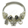 Aro Individual 07.454.0021 Acero Inoxidable, Diseño de Mariposa y Corazón, con Cristal Crystal, Pulido, Rodinado (Grosor 03 MM, Talla Unica)