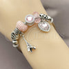 Aro Individual 07.454.0025.1 Acero Inoxidable, Diseño de Corazón y Torre Eiffel, con Cristal Light Rose y Crystal, Pulido, Rodinado (Grosor 03 MM, Talla Unica)