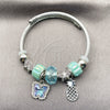Aro Individual 07.454.0032 Acero Inoxidable, Diseño de Mariposa y Pina, con Cristal Light Turquoise y Turquoise, Pulido, Rodinado (Grosor 03 MM, Talla Unica)
