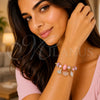 Aro Individual 07.454.0035.2 Acero Inoxidable, Diseño de Concha y Caracol, con Cristal Light Rose y Aurore Boreale, Esmaltado Rosado, Tono Dorado (Grosor 03 MM, Talla Unica)