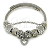 Aro Individual 07.454.0044 Acero Inoxidable, Diseño de Corazón y Flor, con Cristal Crystal, Pulido, Rodinado (Grosor 03 MM, Talla Unica)