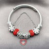 Aro Individual 07.454.0044.1 Acero Inoxidable, Diseño de Corazón y Flor, con Cristal Light Siam y Crystal, Pulido, Rodinado (Grosor 03 MM, Talla Unica)
