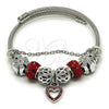 Aro Individual 07.454.0044.1 Acero Inoxidable, Diseño de Corazón y Flor, con Cristal Light Siam y Crystal, Pulido, Rodinado (Grosor 03 MM, Talla Unica)