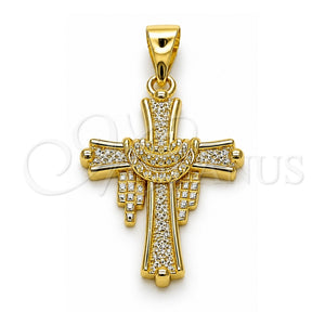 Dije Religioso 05.213.0218 Oro Laminado, Diseño de Cruz, Pulido, Tono Dorado