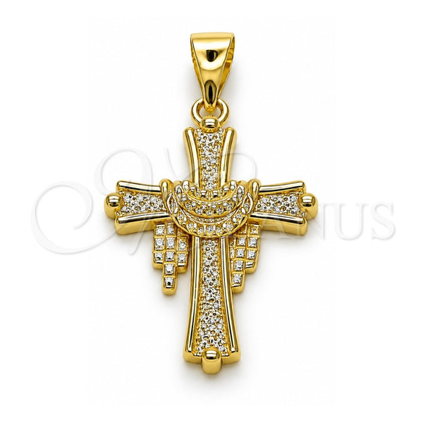 Dije Religioso 05.213.0218 Oro Laminado, Diseño de Cruz, Pulido, Tono Dorado