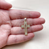 Dije Religioso 05.213.0219 Oro Laminado, Diseño de Cruz, con Micro Pave Blanca, Pulido, Tono Dorado