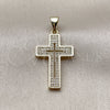 Dije Religioso 05.213.0219 Oro Laminado, Diseño de Cruz, con Micro Pave Blanca, Pulido, Tono Dorado