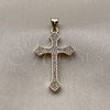 Dije Religioso 05.213.0220 Oro Laminado, Diseño de Cruz, con Micro Pave Blanca, Pulido, Tono Dorado