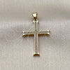 Dije Religioso 05.213.0221 Oro Laminado, Diseño de Cruz, con Micro Pave Blanca, Pulido, Tono Dorado
