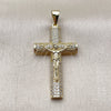 Dije Religioso 05.213.0222 Oro Laminado, Diseño de Crucifijo, con Zirconia Cubica Blanca, Pulido, Tono Dorado