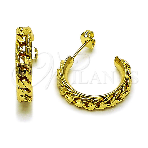 Argolla Pequeña 02.213.0951.20 Oro Laminado, Diseño de Miami Cubana, Diamantado, Tono Dorado